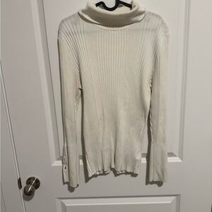 Anthropologie Cream Ribbed Turtleneck Sweater